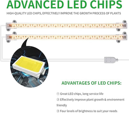Grow Light Two Heads, Strip Growing lamp, Full Spectrum Grow Light Strips for Indoor Plants with