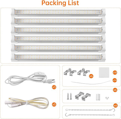 Bstrip T8 Grow Light, 1.4FT 108W (6 x 18W) Plant Lights for Indoor Growing, Full Spectrum with