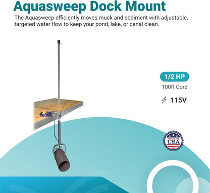 Scott Aerator Aquasweep Dock Mount - 1/2 Horse Power 115V 100 Feet Cord - Water Circulator | Water