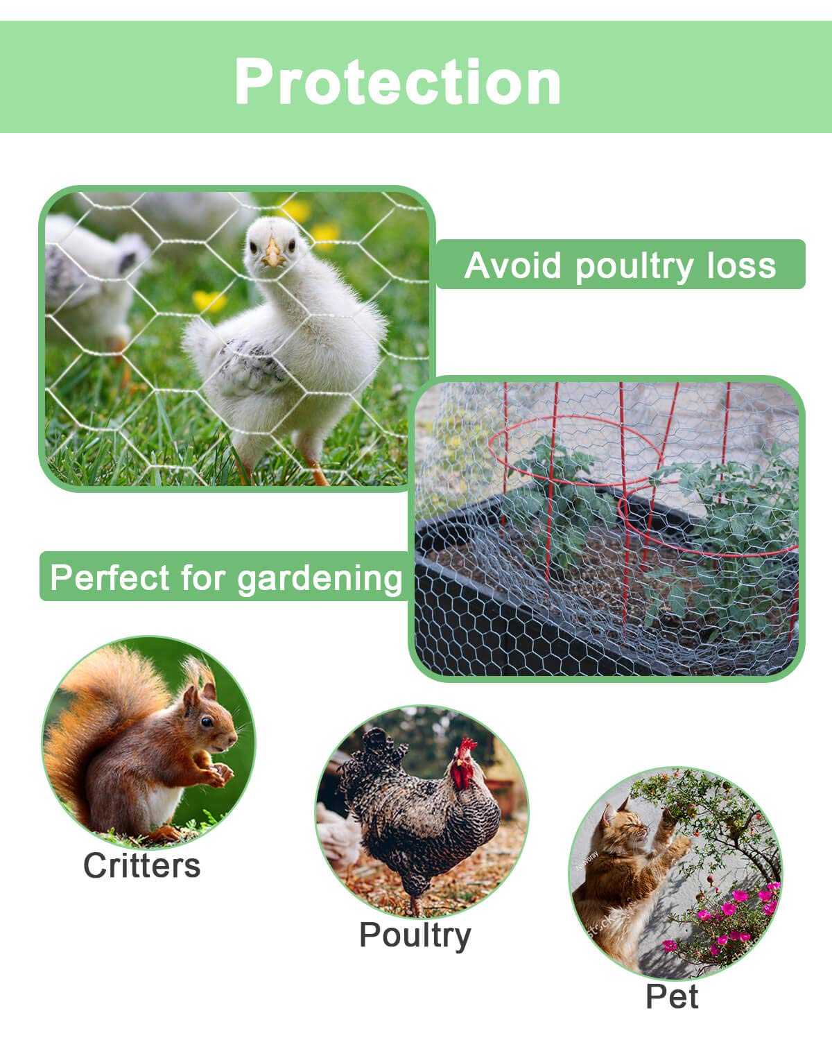 Garden Poultry Chicken Wire Netting - 48 '' × 25 ' Garden Fence Animal Barrier, Chicken Wire for