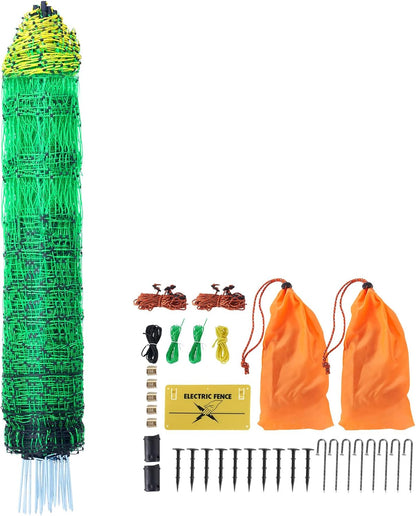 VEVOR Electric Fence Netting, 42"H x 164'L, PE Net Fencing with Posts and Double-Spiked Stakes