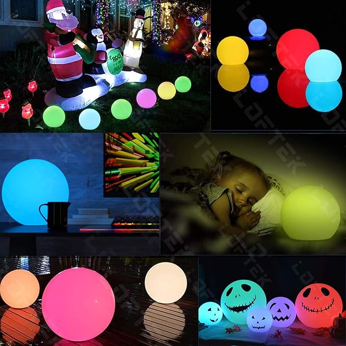 LOFTEK Floating Pool Lights - 6-inch Cordless Ball Light with Remote - 3 Modes & 16 RGB Color