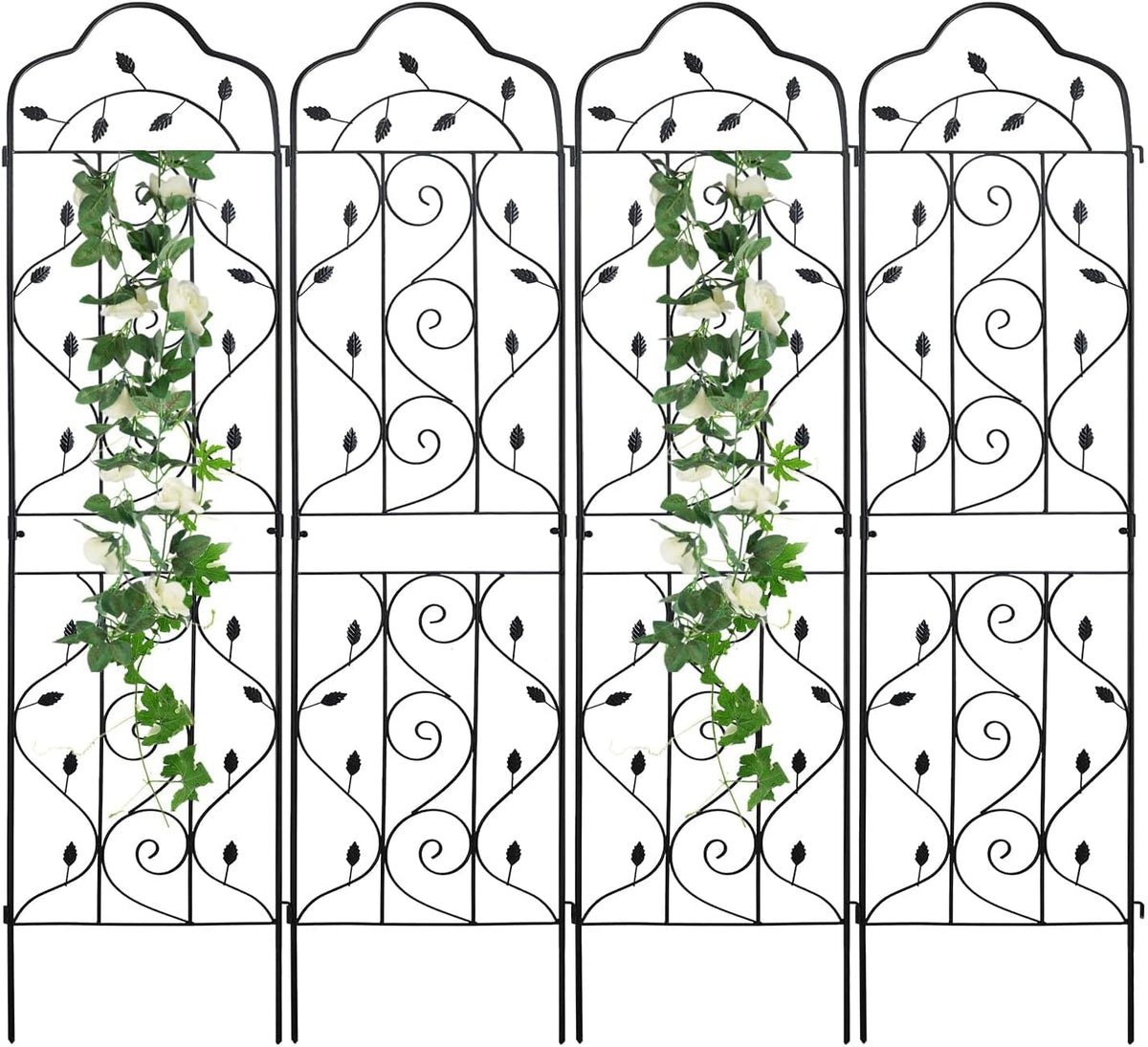 hogardeck 4 Packs 72 * 18 inch Metal Garden Trellis for Climbing Plants Outdoor,Heavy Duty,Black