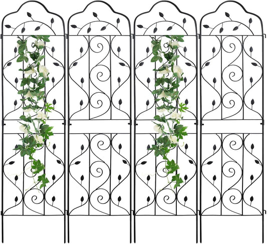 hogardeck 4 Packs 72 * 18 inch Metal Garden Trellis for Climbing Plants Outdoor,Heavy Duty,Black