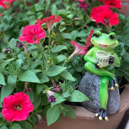 OwMell Frog Statue for Garden, Green Frog Figurine for Outdoor Decor Yard and Garden Decoration