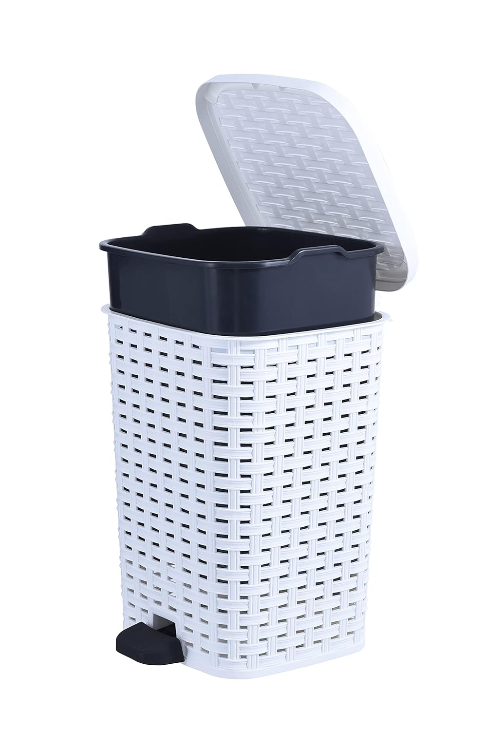 Superio Small Outdoor Trash Can with Lid for Dog Poop 3 Gallon/12 L Mini Plastic Garbage Can with