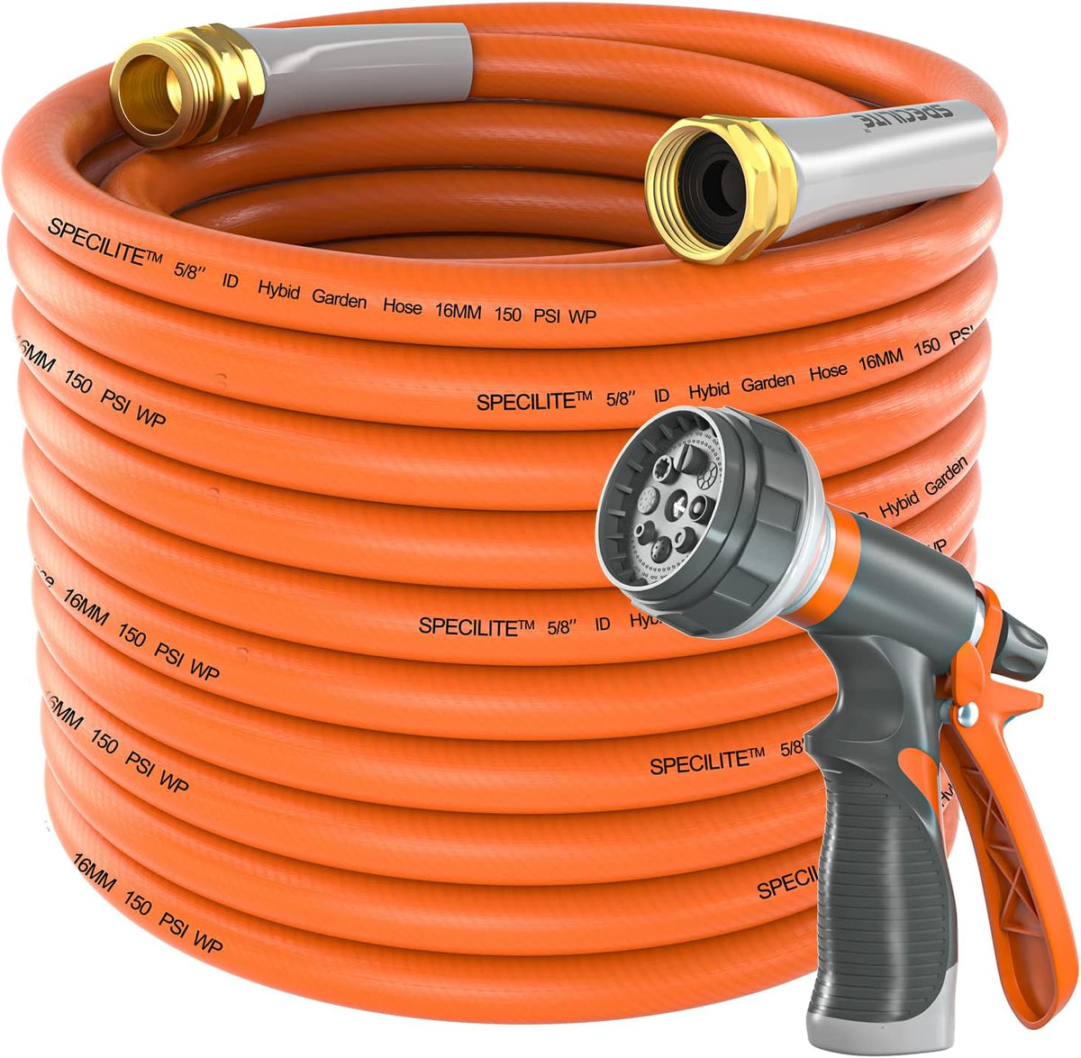 SPECILITE Garden Hose 50 ft x 5/8 in Heavy Duty, Flexible and Lightweight Water Hose, Burst 600