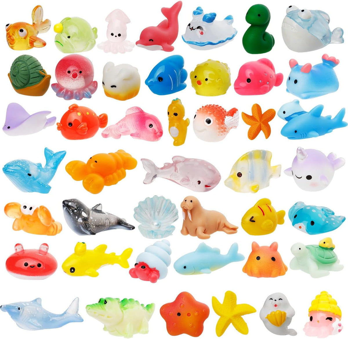 44 Pcs Mini Ocean Resin Animals 44 Styles Resin Animals Figurines Bulk for Fairy Garden Miniature