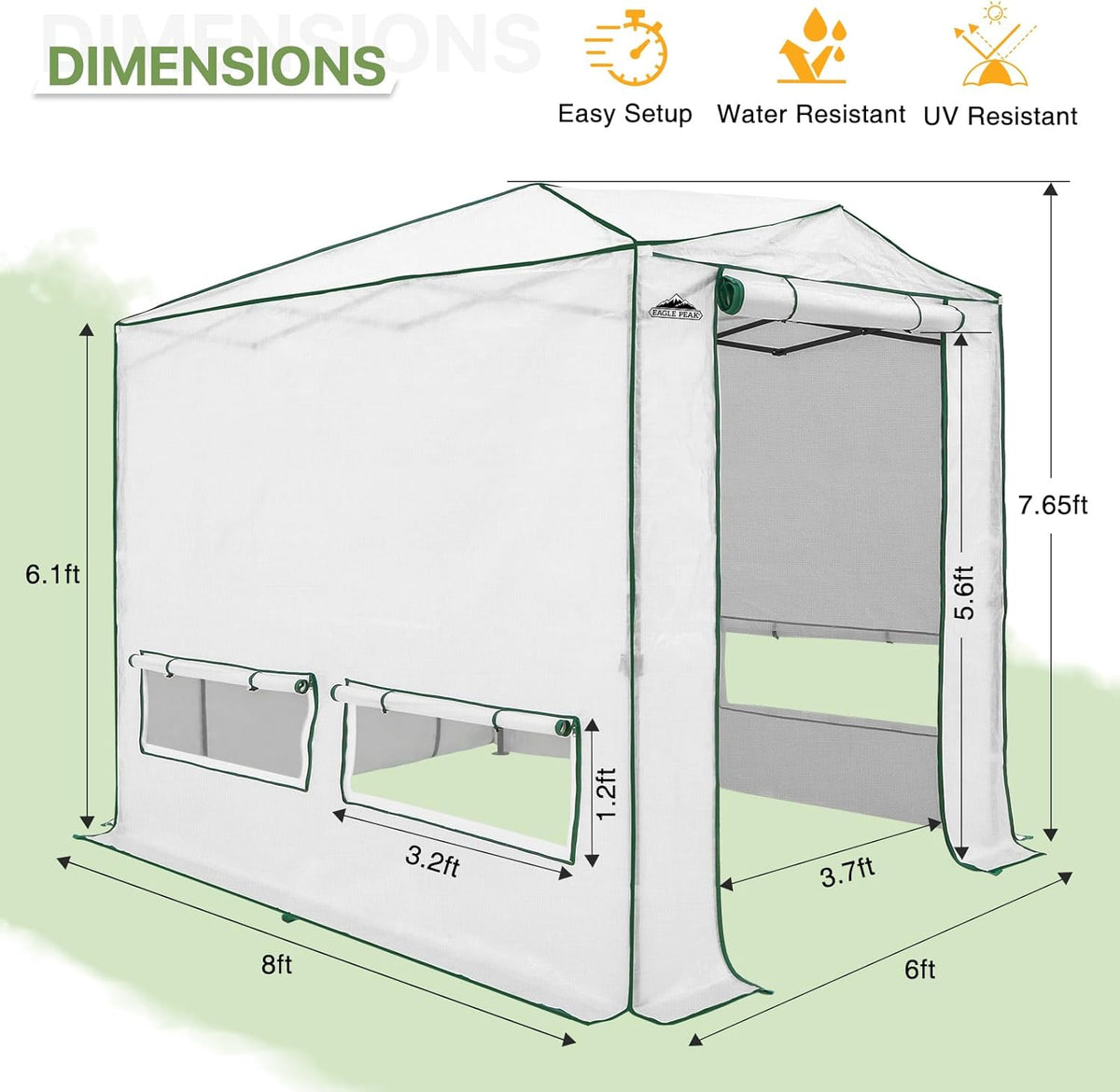EAGLE PEAK Instant Pop-up Greenhouse, Indoor Outdoor Plant Gardening Green House, Roll-Up Zipper