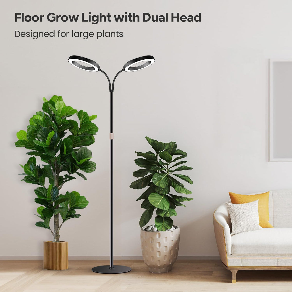 Garpsen Halo Grow Lights, Dual-Head Full Spectrum LED Plant Lights for Indoor Growing with Stand, 3