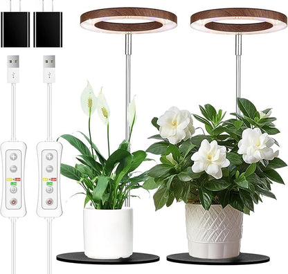 yadoker 144 LEDs Plant Grow Light for Indoor Plant,Aluminum Walnut Wood Grain Desk LED Grow Light