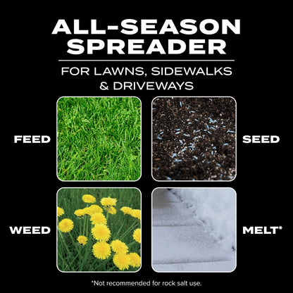 Scotts Turf Builder EdgeGuard DLX Broadcast Spreader for Seed, Fertilizer, Salt, Ice Melt, Holds up