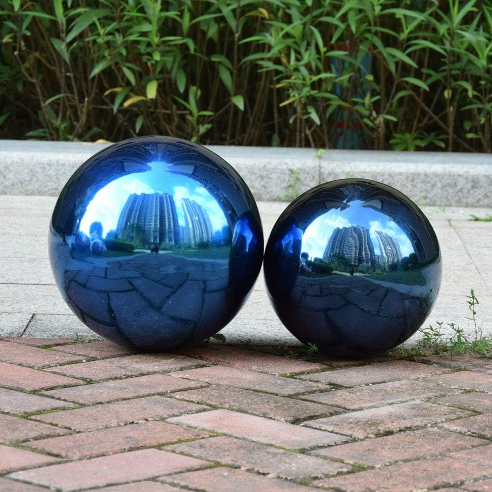 15cm/6inch Diameter Gazing Globe Mirror Ball,Blue Stainless Steel Polished Reflective Smooth Garden