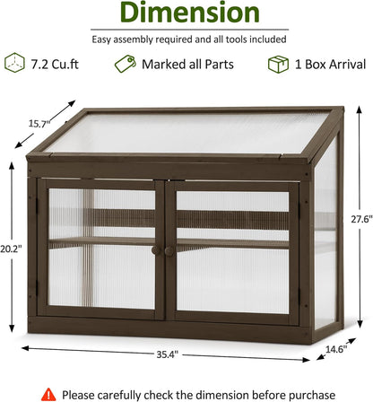 MCombo 2-Tier Wooden Cold Frame Garden Greenhouse Raised Flower Planter Shelf Bed Protection
