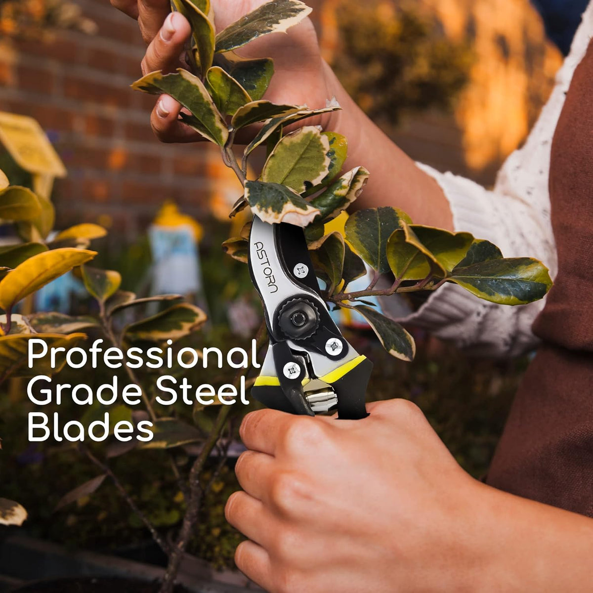 Astorn 8" Premium Bypass Pruning Shears for Gardening - Heavy Duty, Ultra Sharp Garden Shears