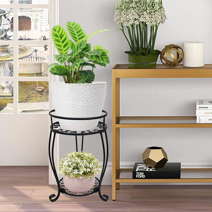 CASIMR 2-Pack Plant Stand, 2 Tier 19.2 inch Tall Metal Potted Holder Rack,Indoor Outdoor Multiple