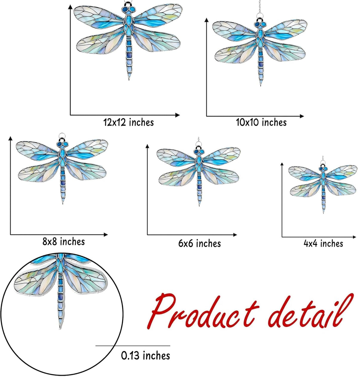 Dragonfly Acrylic Suncatcher Stained Glass Effect Boho Window Car Hanging Christmas Ornament Indoor