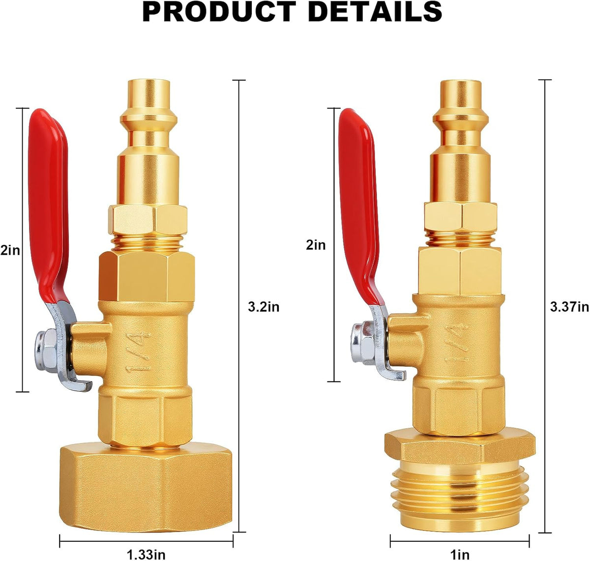 RV Winterize Blowout Adapter with 1/4" Quick Connect Plug and 3/4" Garden Water Hose Threading with