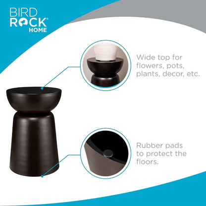 BIRDROCK HOME Metal Decorative Garden Stool and Outdoor Accent Side Table - Modern Industrial Round