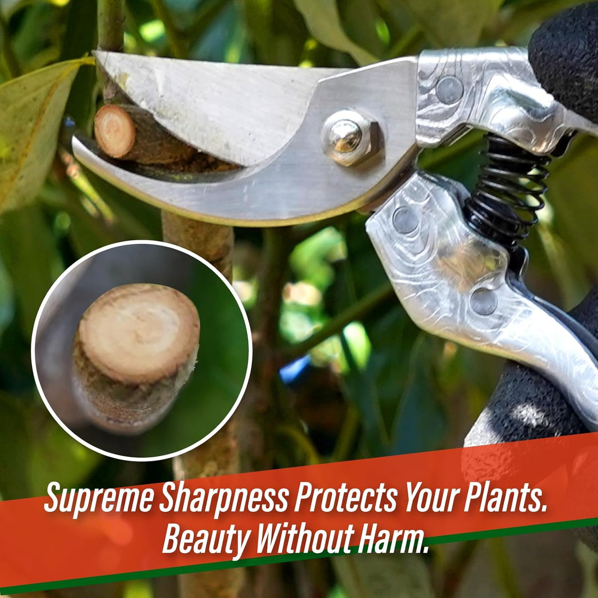 SUIZAN Bypass Pruning Shears 8.3” Plus Forged Aluminum Handle - Professional Japanese Hand Pruners