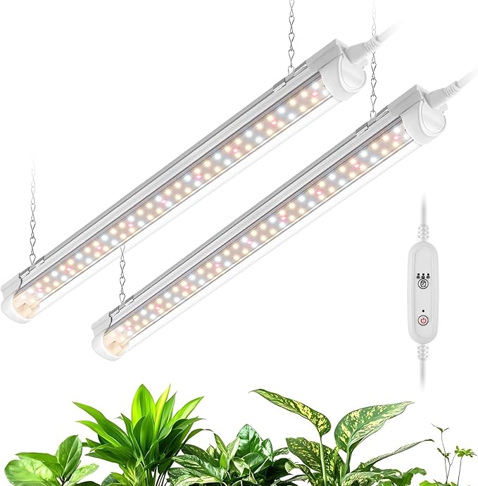 Bstrip T8 Grow Light, 1.4FT 36W (2 x 18W) Plant Lights for Indoor Growing with Timer, Full Spectrum