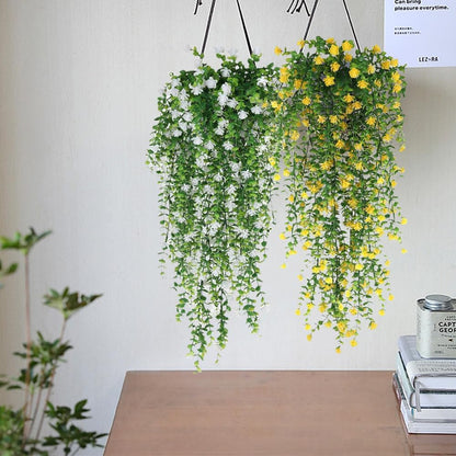 WEISPARK Artificial Hanging Flowers, 9pcs Fake Eucalyptus Vine Faux Flower Greenery Garland Plastic