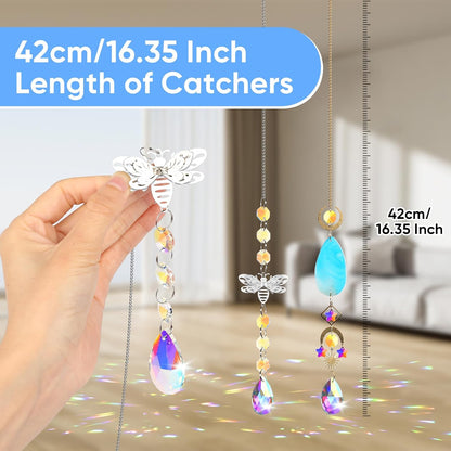 7 PCS Crystal Suncatcher, Hanging Suncatchers with Crystals Light, Sun Catchers Indoor Window