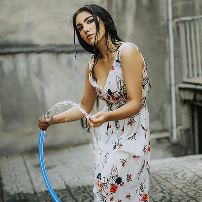 Fevone 100 ft x 5/8" Heavy Duty Garden Hose, Drinking Water Safe, Flexible & Kink-Free Hybrid