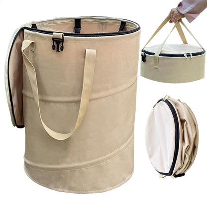 Pop up Camping Trash can with lid,Collapsible 24 Gallons Trash can with Sorting Clips,Garden