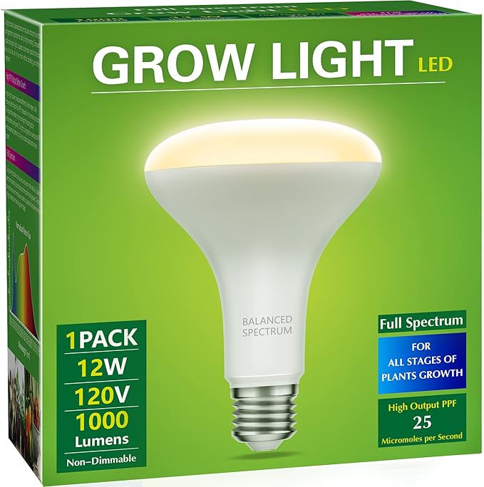 Briignite LED Grow Light Bulb, BR30 Grow Light Bulbs, Full Spectrum Grow Light Bulb 12W, 120W