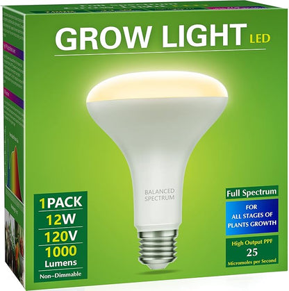 Briignite LED Grow Light Bulb, BR30 Grow Light Bulbs, Full Spectrum Grow Light Bulb 12W, 120W