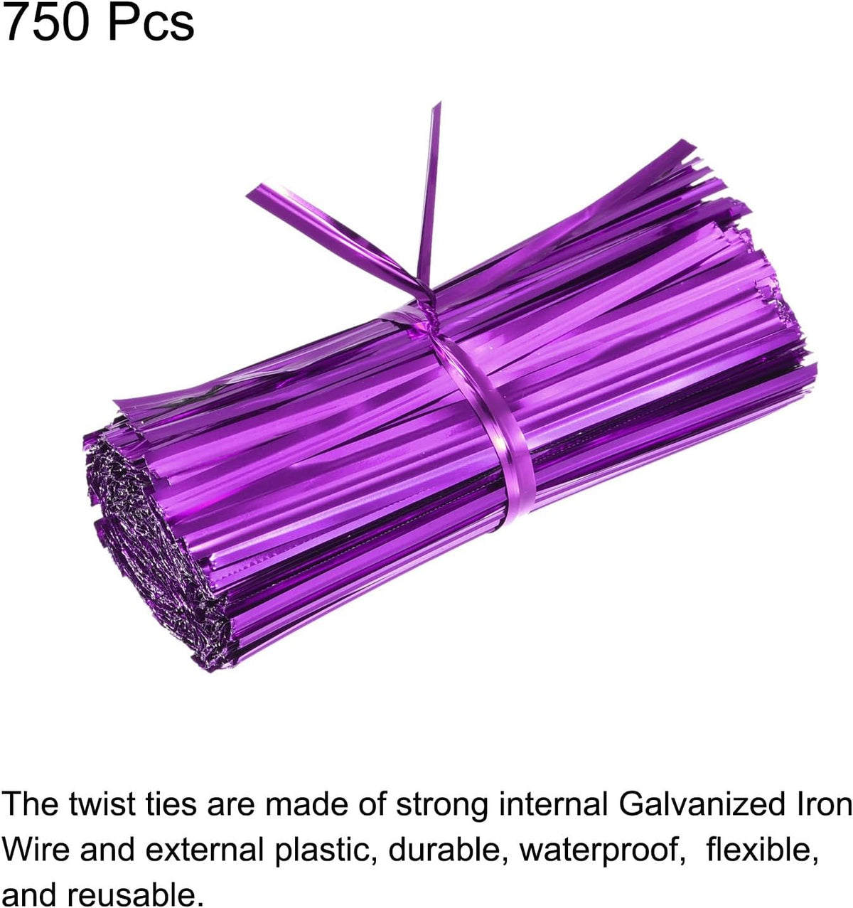 MECCANIXITY Foil Twist Ties 3" 8cm Metallic Plastic Closure Tie for Tying Bread, Candy, Cookies
