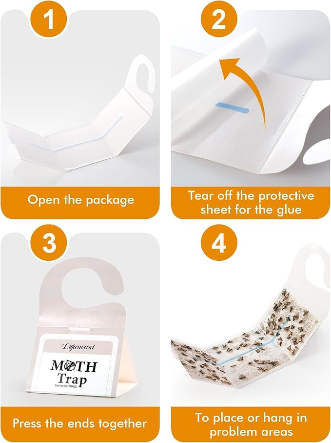 Pantry Moth Traps - Extra Strength Hanging Clothes Clothing Moth Traps with Pheromone for House