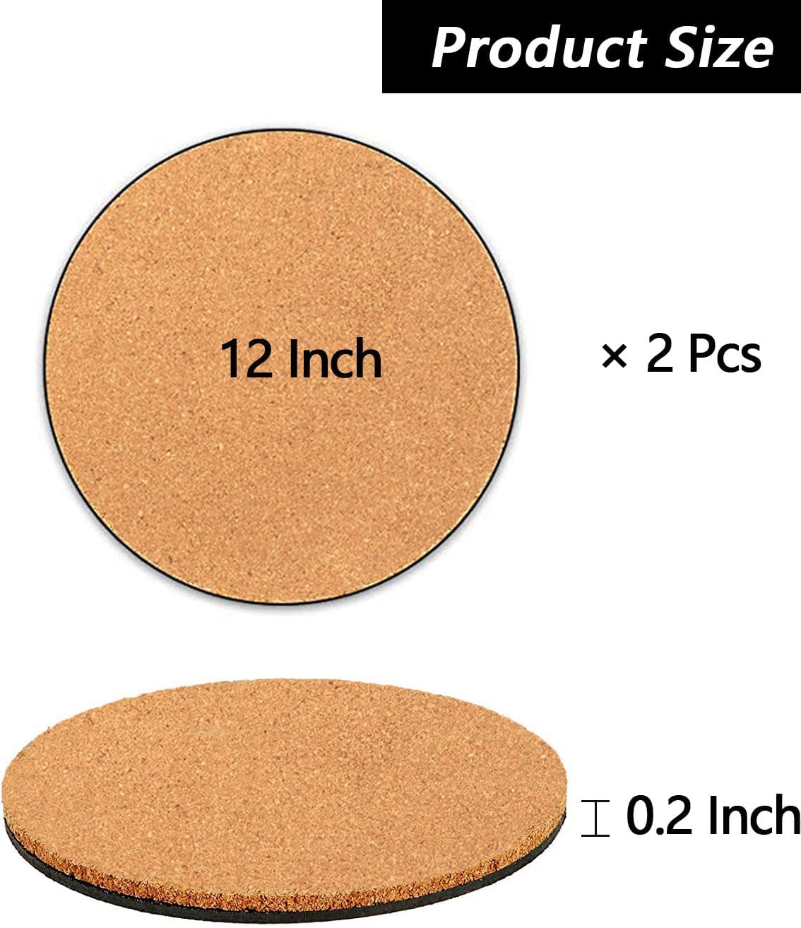 2 Pieces Cork Plant Coasters, 12 Inch Cork Plant Mats, Cork Coaster for Planters, Large Plant