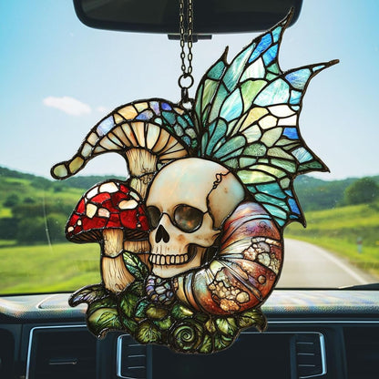 Boho Skeleton Mushroom Acrylic Suncatcher Stained Glass Effect Window Car Hanging Christmas