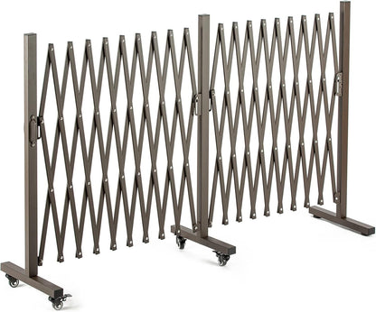 TECSPACE Aluminum Expandable Garden Fence, Portable Barricade Gate with Casters, Adjustable
