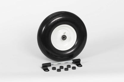 Flat Free Universal Wheelbarrow Replacement Tire | Complete Wheel Assembly | White Rim and Ribbed