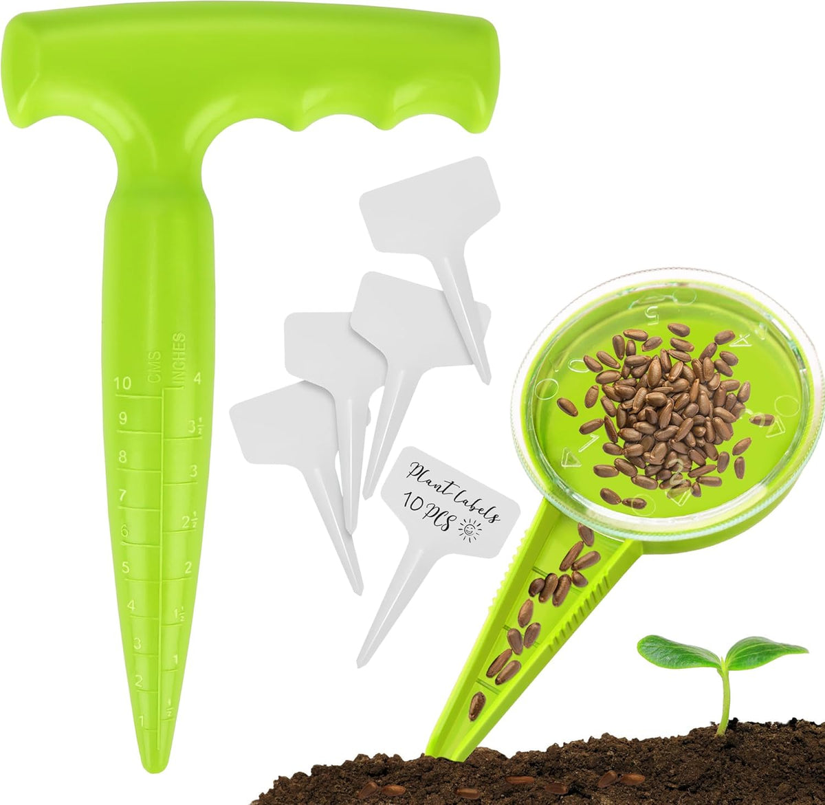 Seed Planter Tool, 6.9" Dibber Garden Tool, Plastic Dibbler Tools for Planting, Seed Dispenser