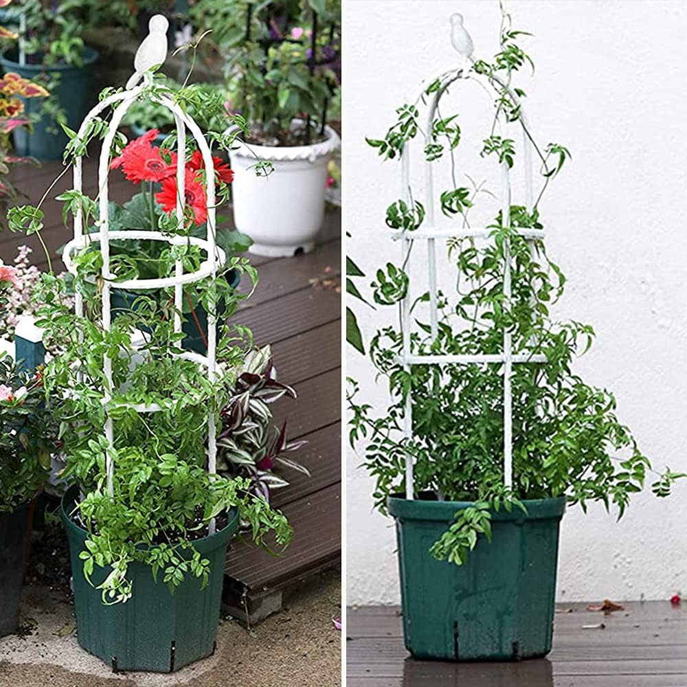 6ft Garden Obelisk Trellis for Climbing Plants-Rustproof Metal Pipe with Heavy Duty Plastic Coated