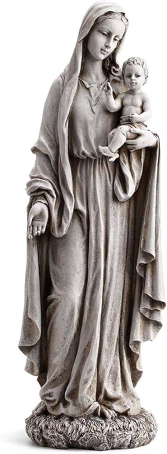 Avalon Gallery Outdoor Sculpture - Marian Garden Collection Stone-Resin Statue, 23" Tall, Madonna