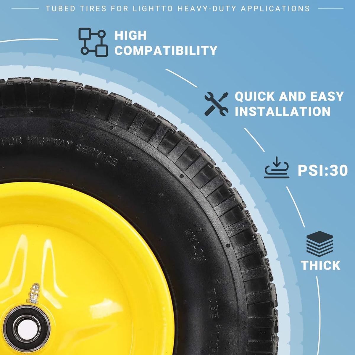 AR-PRO (2-PACK) 4.80/4.00-8" Tire and Wheel, 16" Pneumatic Tire Wheels with 3/4" Bearings and 3"