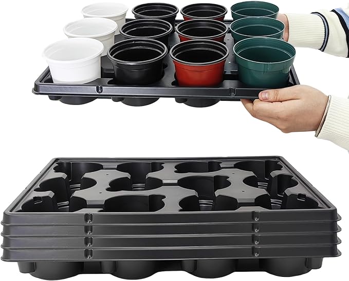 12 Cell Round Nursery Trays Thickened Durable Seedling Pots Shuttle Carrying Trays for Holding 4