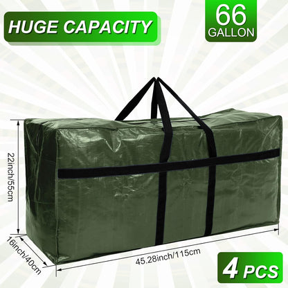 4 Pcs 66 Gallon Large Moving Bags with Zipper and Handles Foldable Storage Duffle Bags Heavy Duty
