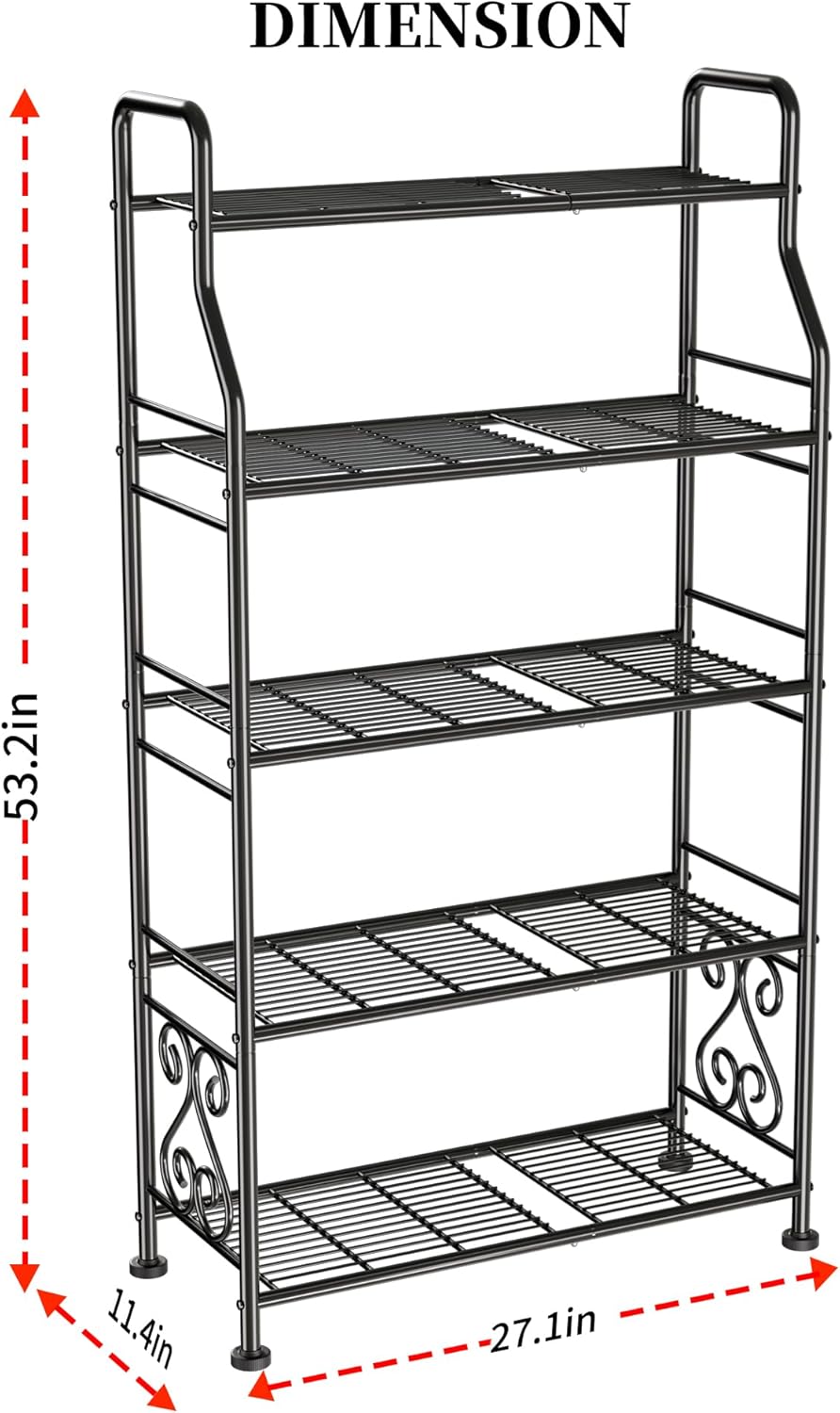 GIOTORENT Plant Stand Outdoor Indoor 5 Tier Metal Waterproof - 53.2" Plant Shelf for Patio