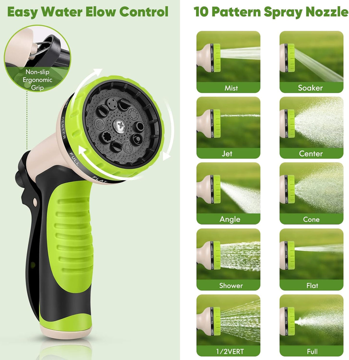 Garden Hose 200ft, Stainless Steel Heavy Duty Water Hose with 10 Function Nozzle Flexible