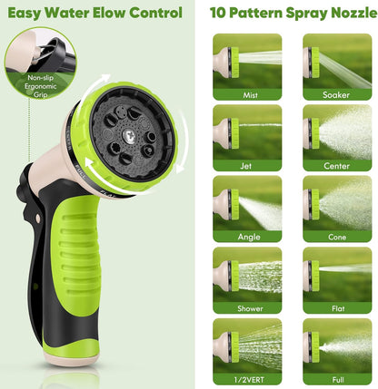 Garden Hose 200ft, Stainless Steel Heavy Duty Water Hose with 10 Function Nozzle Flexible
