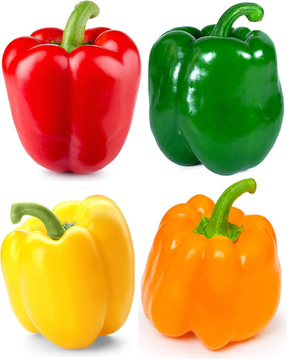 Sweet Bell Pepper Seeds Collection – 4 Colorful Varieties: Big Red, Giant Green, Orange Horizon &