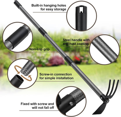 COCONUT Hoe Garden Tool, 60 Inch Garden Hoe Long Handle for Weeding, Hoe Cultivator 2 in 1 Hand