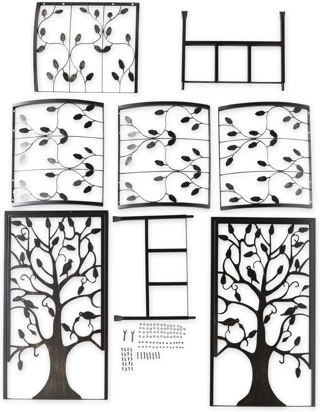 Plow & Hearth Arch Metal Outdoor Garden Arbor | Tree of Life | 83 Inches Tall | Black | Trellis