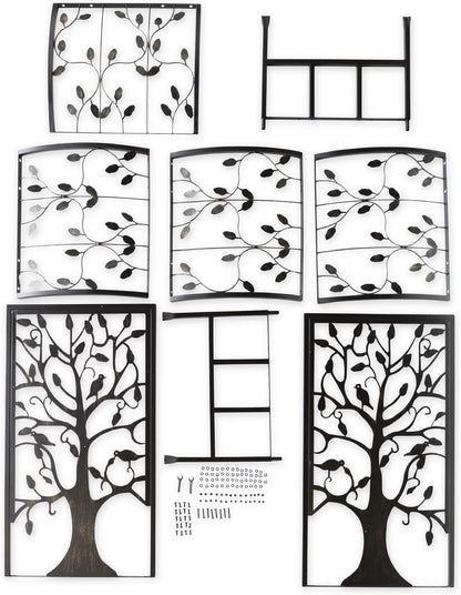 Plow & Hearth Arch Metal Outdoor Garden Arbor | Tree of Life | 83 Inches Tall | Black | Trellis